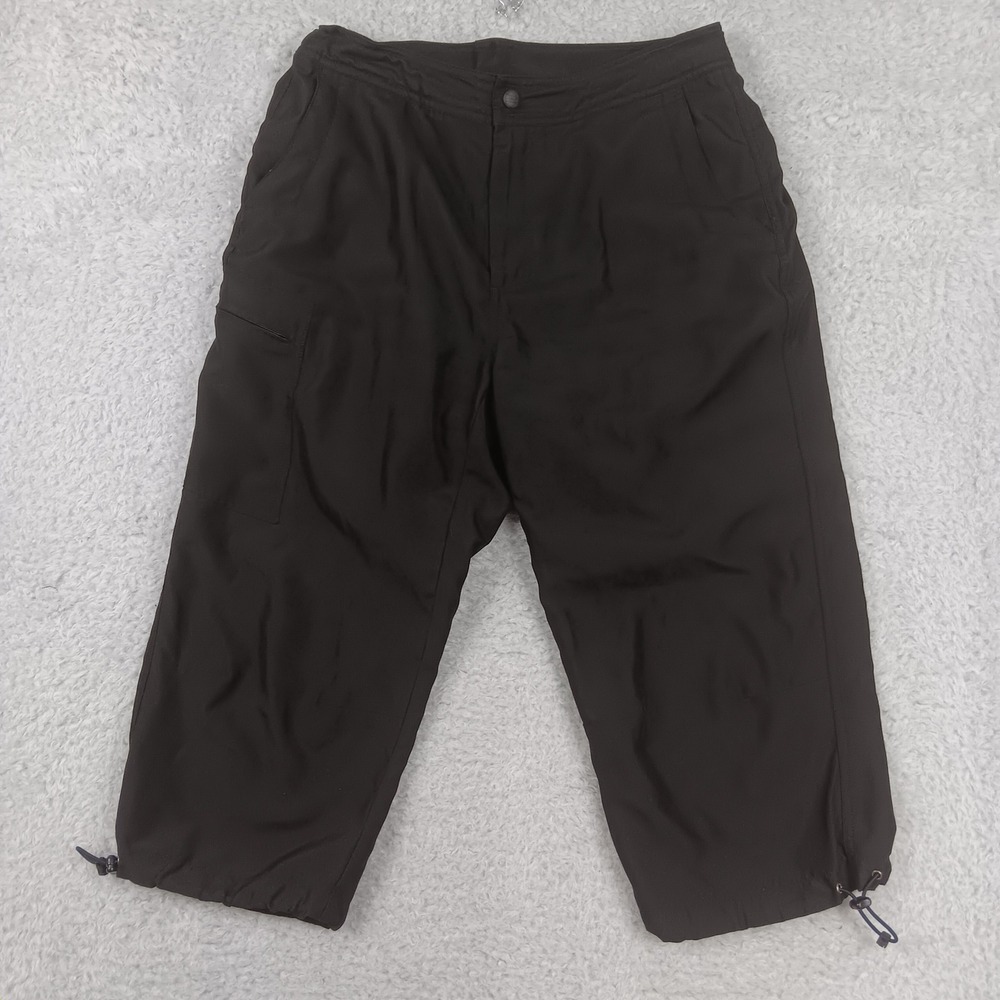 L.L. Bean Hiking Pants Women Medium Black Cropped Toggle Hem 0 ATQ3